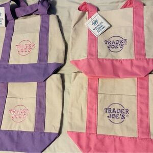 Trader Joe's Pink and Purple Canvas Totes